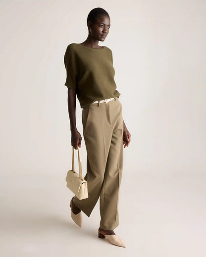 Lightweight Cotton Cashmere Link-Stitch Dolman Sweater