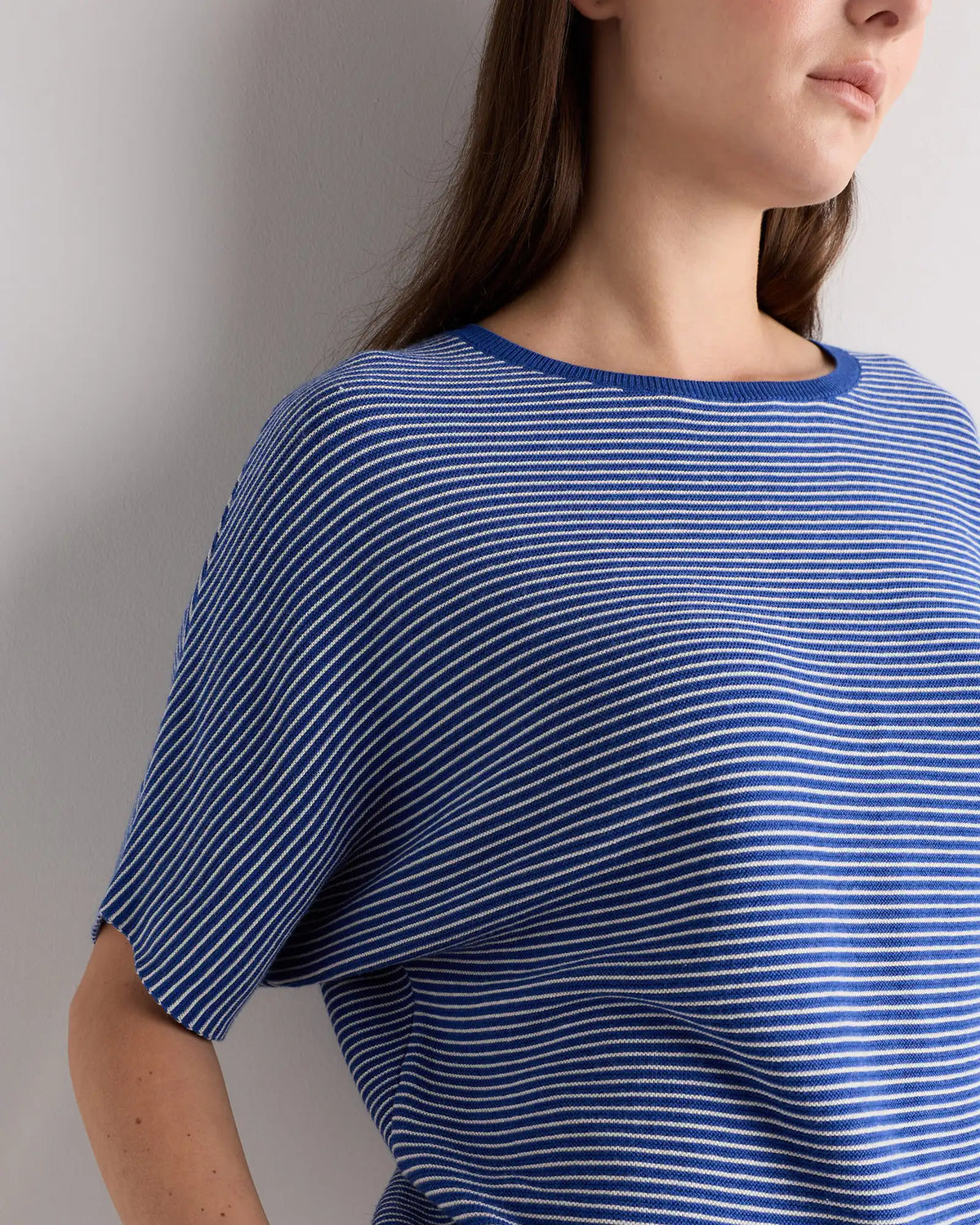 Lightweight Cotton Cashmere Link-Stitch Dolman Sweater