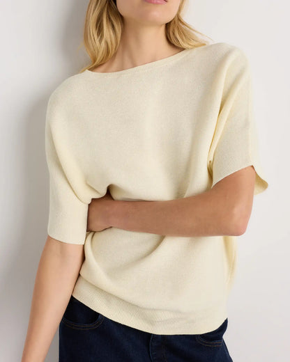 Lightweight Cotton Cashmere Link-Stitch Dolman Sweater