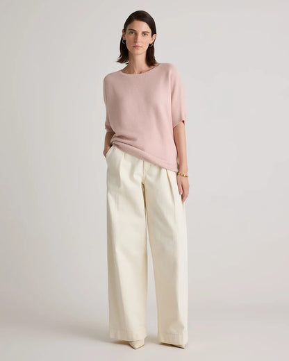 Lightweight Cotton Cashmere Link-Stitch Dolman Sweater