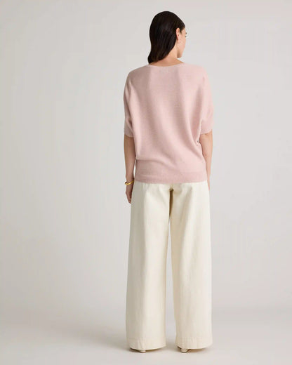 Lightweight Cotton Cashmere Link-Stitch Dolman Sweater
