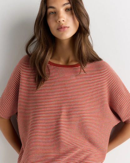 Lightweight Cotton Cashmere Link-Stitch Dolman Sweater