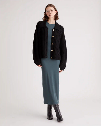 Australian Merino Wool Collared Cable Cardigan