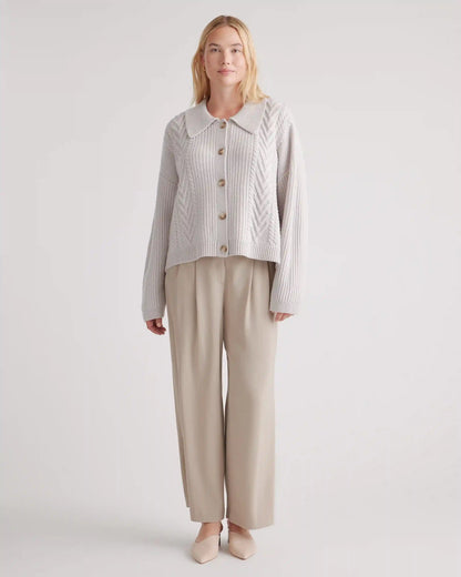 Australian Merino Wool Collared Cable Cardigan