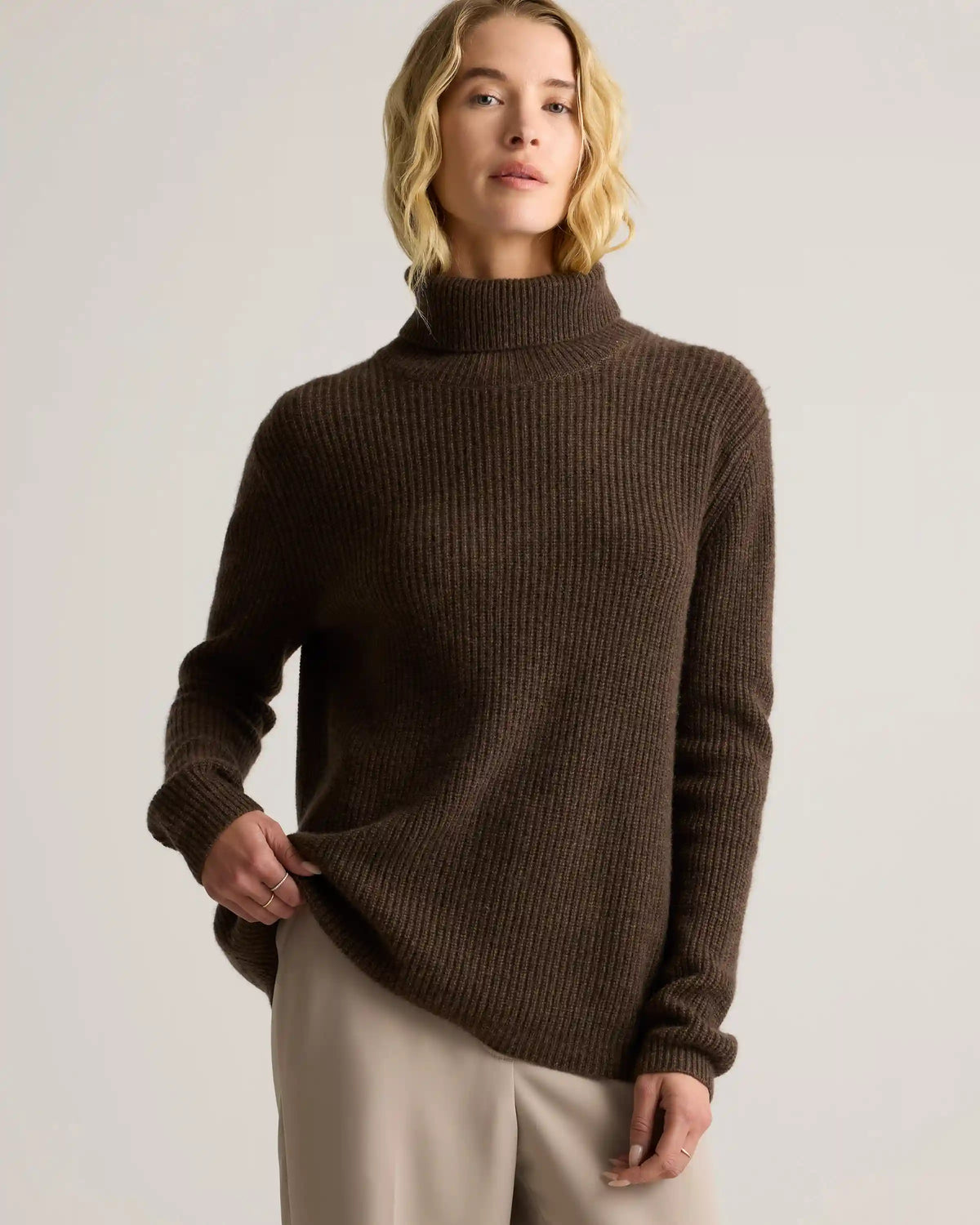 Mongolian Cashmere Fisherman Turtleneck Sweater