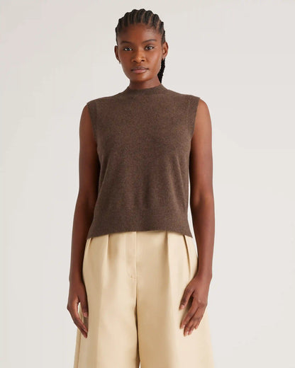 Mongolian Cashmere Mock Neck Sweater Vest