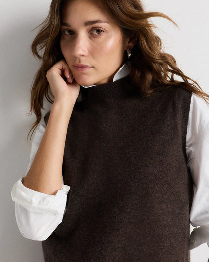 Mongolian Cashmere Mock Neck Sweater Vest