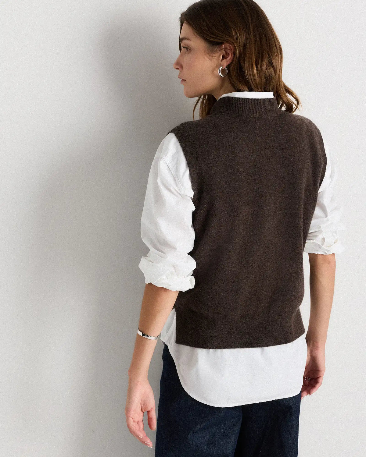 Mongolian Cashmere Mock Neck Sweater Vest