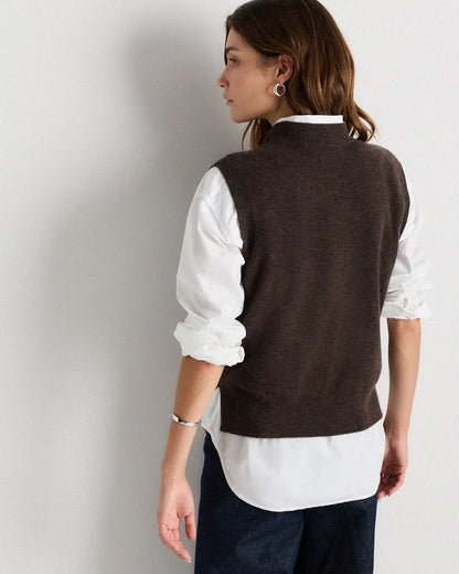 Mongolian Cashmere Mock Neck Sweater Vest