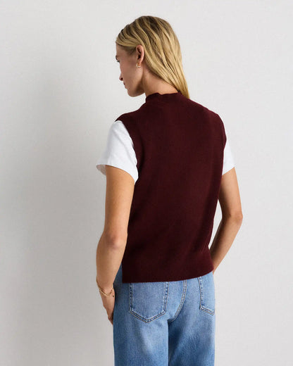 Mongolian Cashmere Mock Neck Sweater Vest