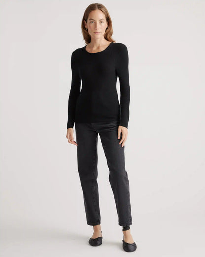 Featherweight Cashmere Ribbed Crewneck Sweater
