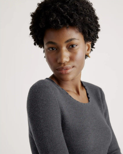 Featherweight Cashmere Ribbed Crewneck Sweater