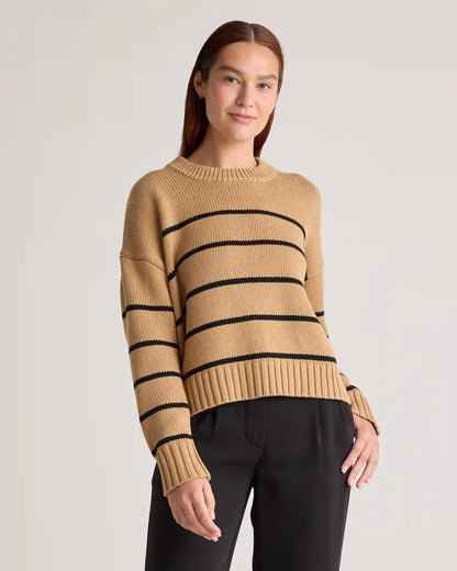 100% Organic Cotton Striped Crew Sweater
