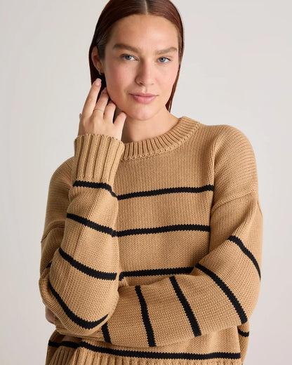 100% Organic Cotton Striped Crew Sweater