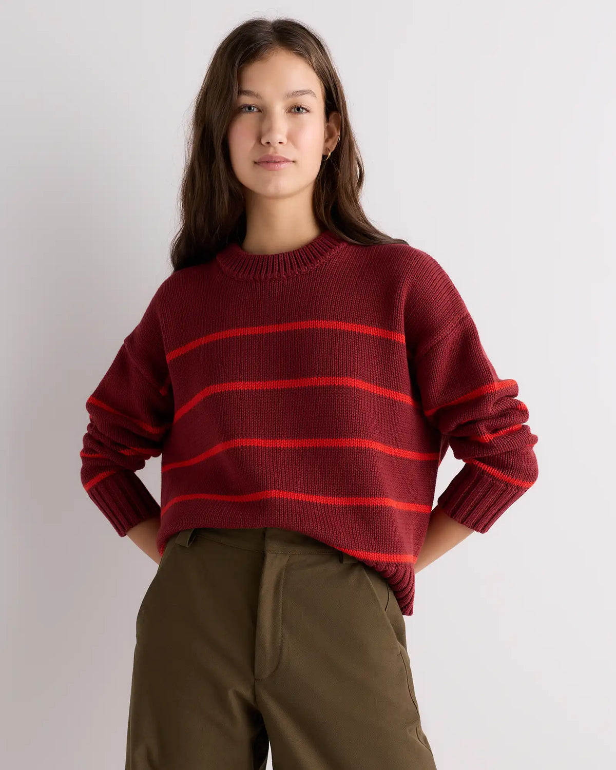 100% Organic Cotton Striped Crew Sweater