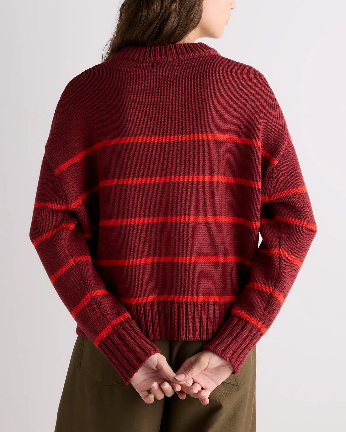 100% Organic Cotton Striped Crew Sweater