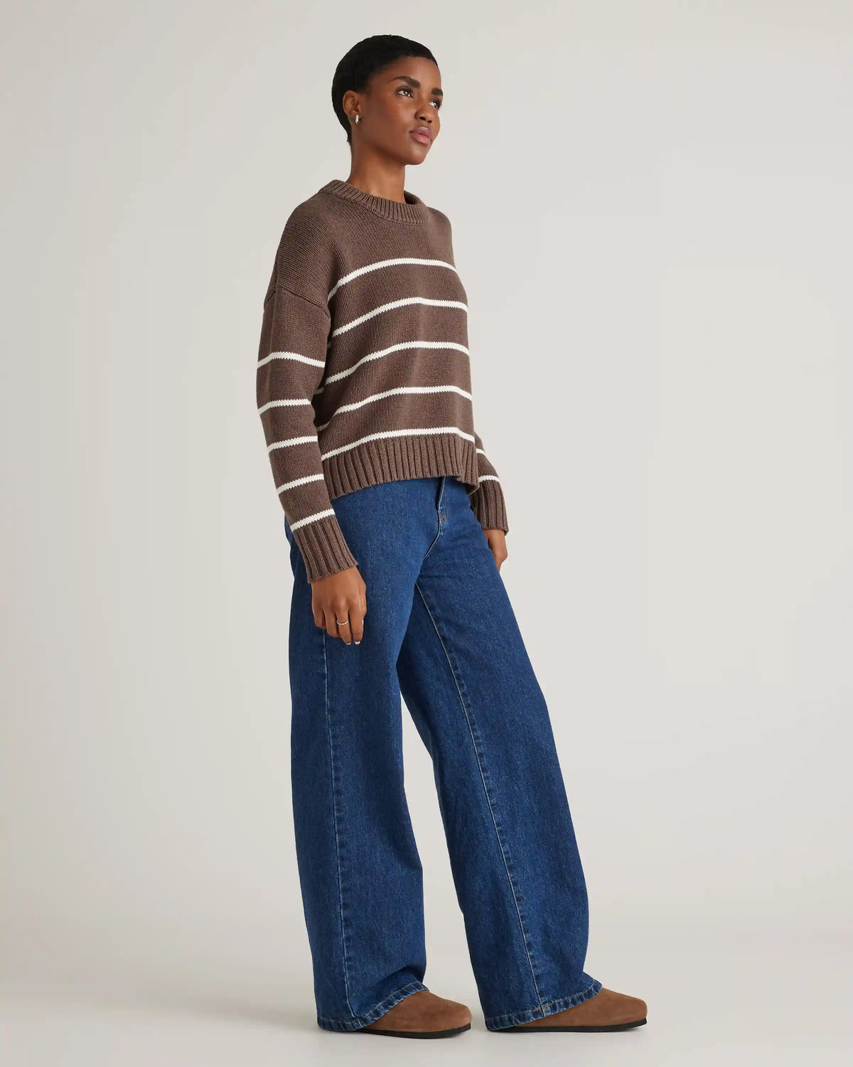100% Organic Cotton Striped Crew Sweater