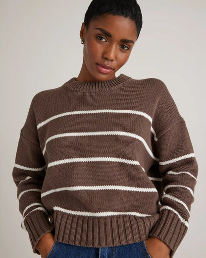 100% Organic Cotton Striped Crew Sweater