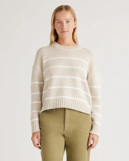 100% Organic Cotton Striped Crew Sweater