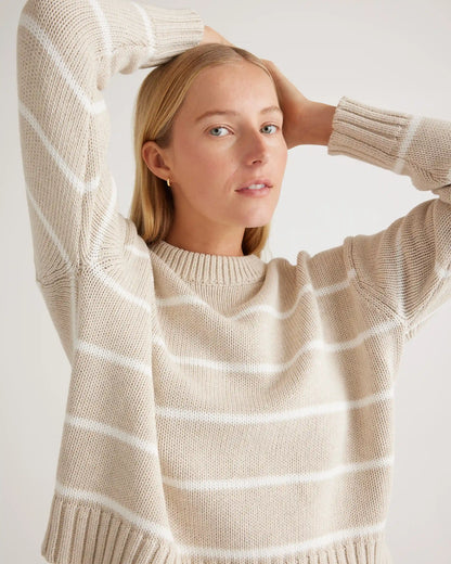 100% Organic Cotton Striped Crew Sweater