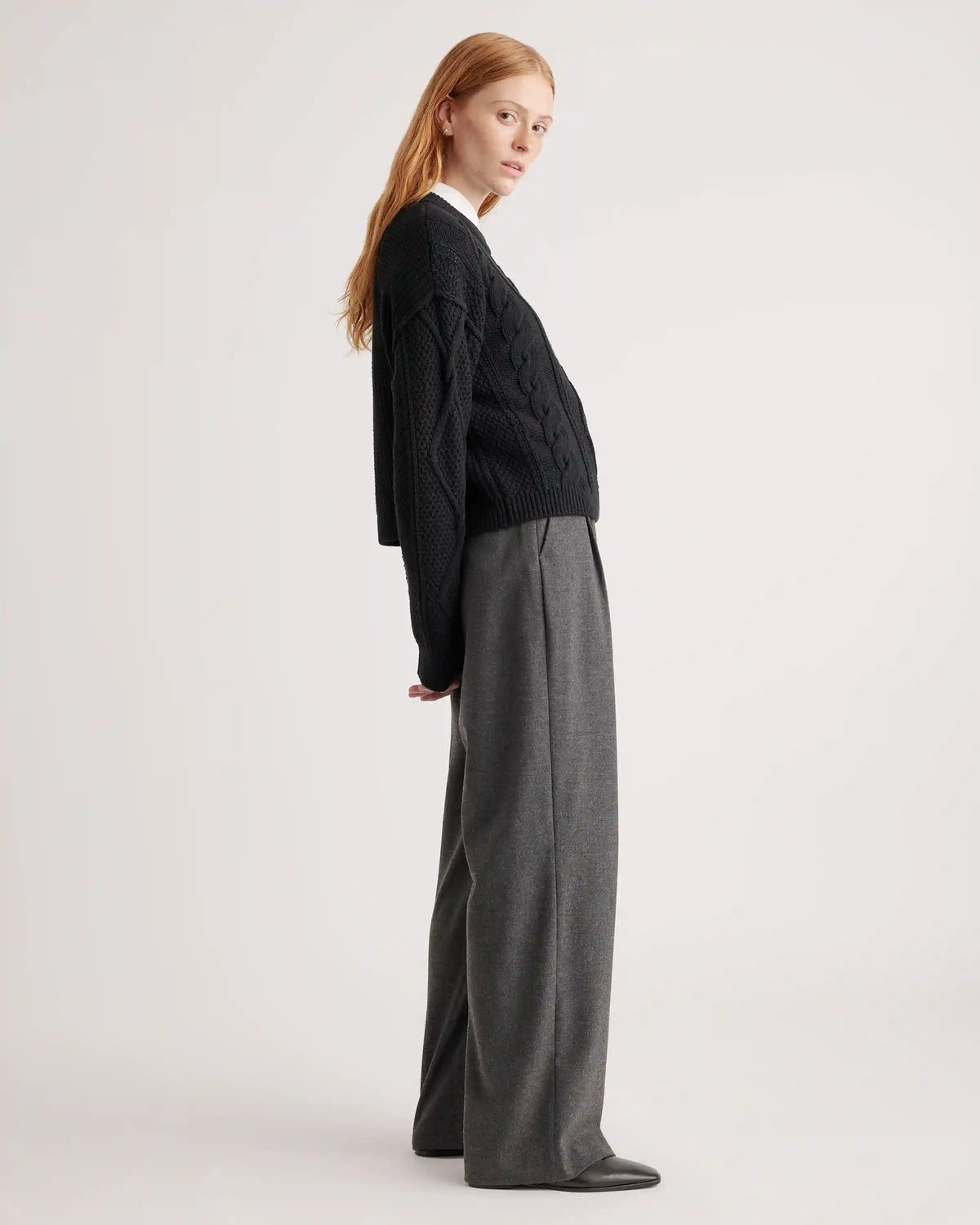 100% Organic Cotton Cropped Cable Crew Sweater