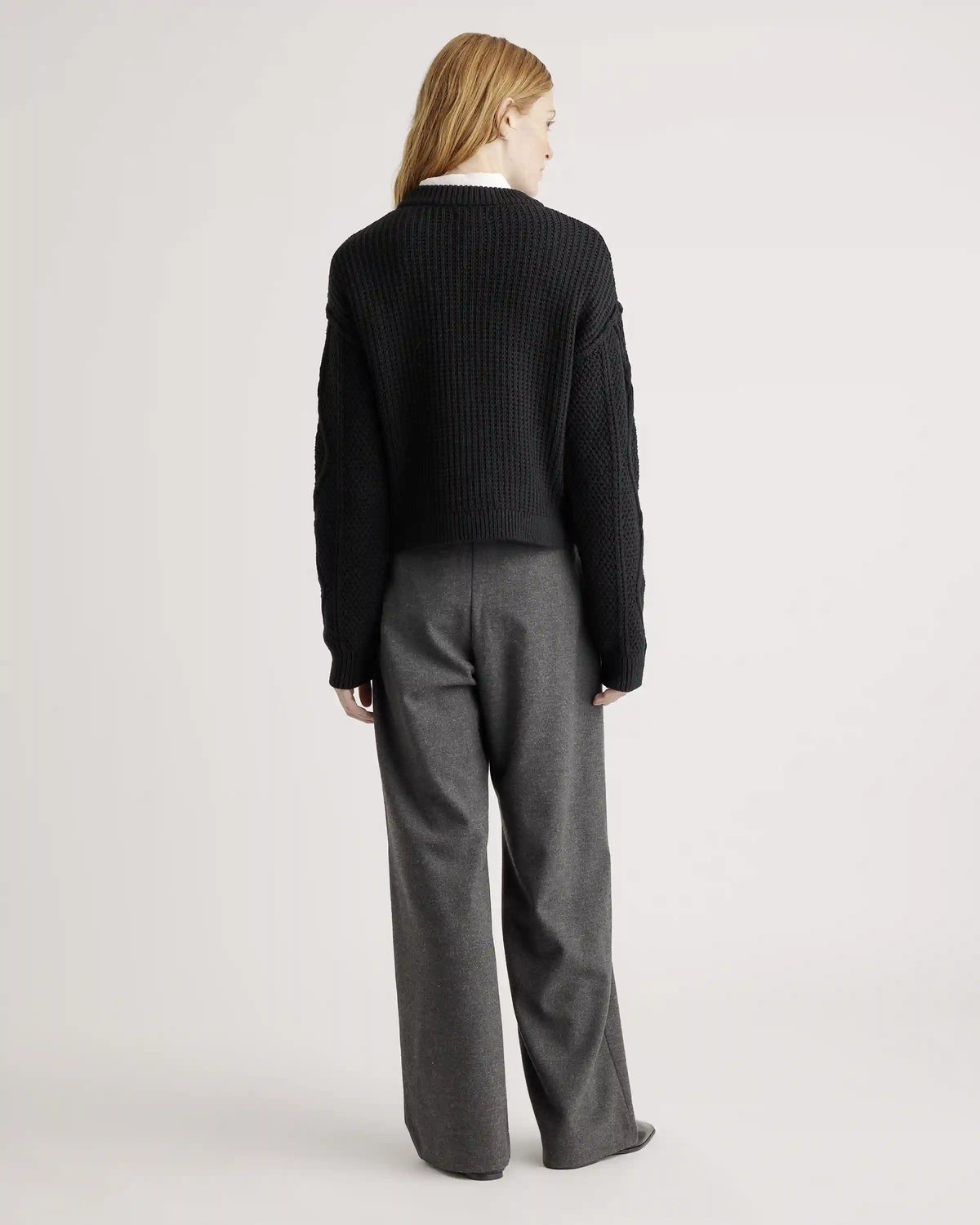 100% Organic Cotton Cropped Cable Crew Sweater