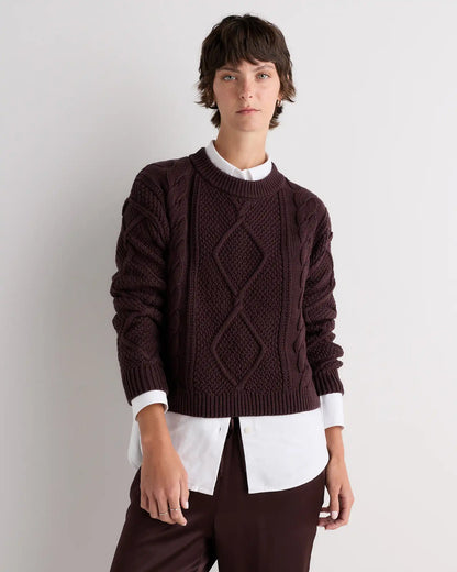 100% Organic Cotton Cropped Cable Crew Sweater