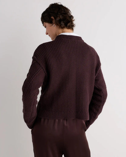 100% Organic Cotton Cropped Cable Crew Sweater