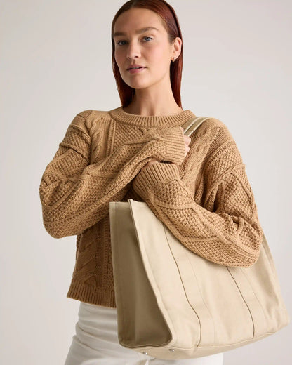 100% Organic Cotton Cropped Cable Crew Sweater
