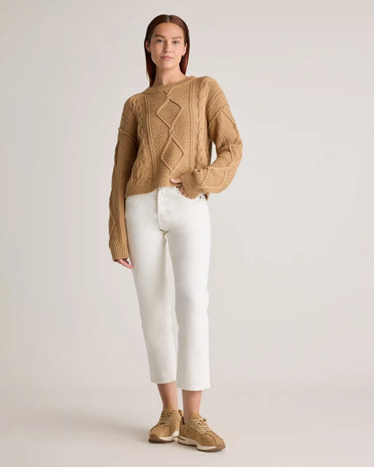 100% Organic Cotton Cropped Cable Crew Sweater