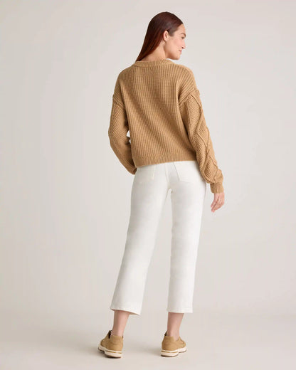 100% Organic Cotton Cropped Cable Crew Sweater