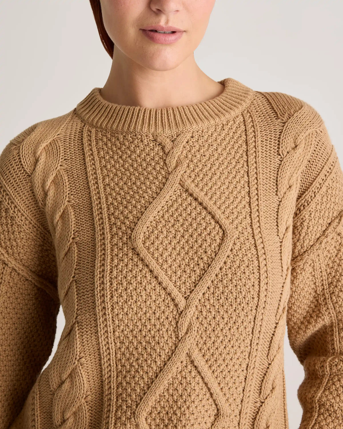 100% Organic Cotton Cropped Cable Crew Sweater