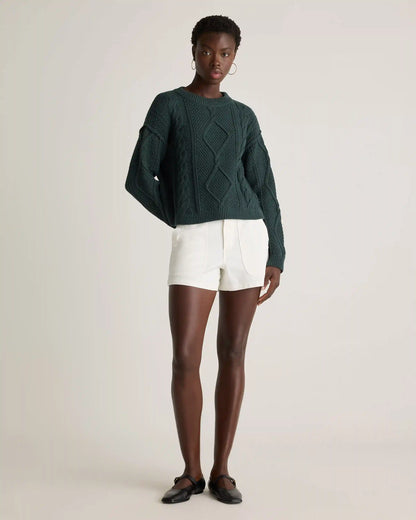100% Organic Cotton Cropped Cable Crew Sweater