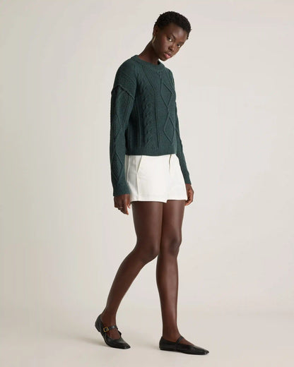 100% Organic Cotton Cropped Cable Crew Sweater