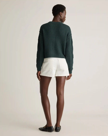 100% Organic Cotton Cropped Cable Crew Sweater