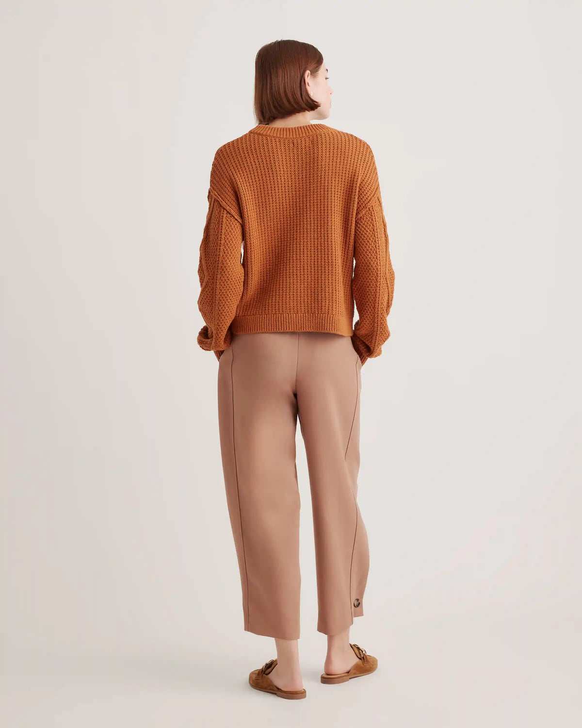 100% Organic Cotton Cropped Cable Crew Sweater