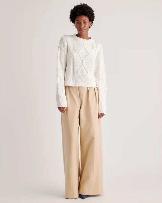 100% Organic Cotton Cropped Cable Crew Sweater