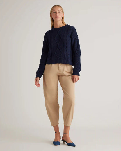 100% Organic Cotton Cropped Cable Crew Sweater