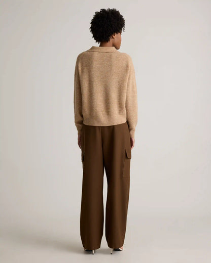 Baby Alpaca-Wool Waffle Stitch Polo Sweater