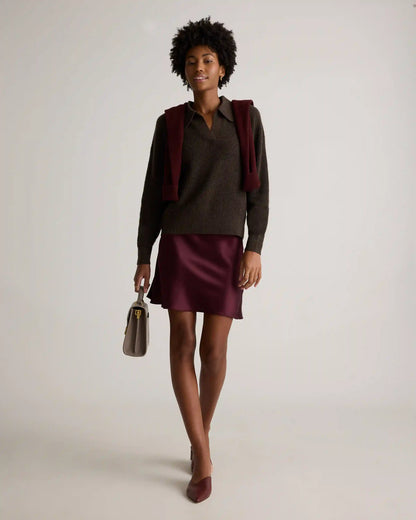 Baby Alpaca-Wool Waffle Stitch Polo Sweater