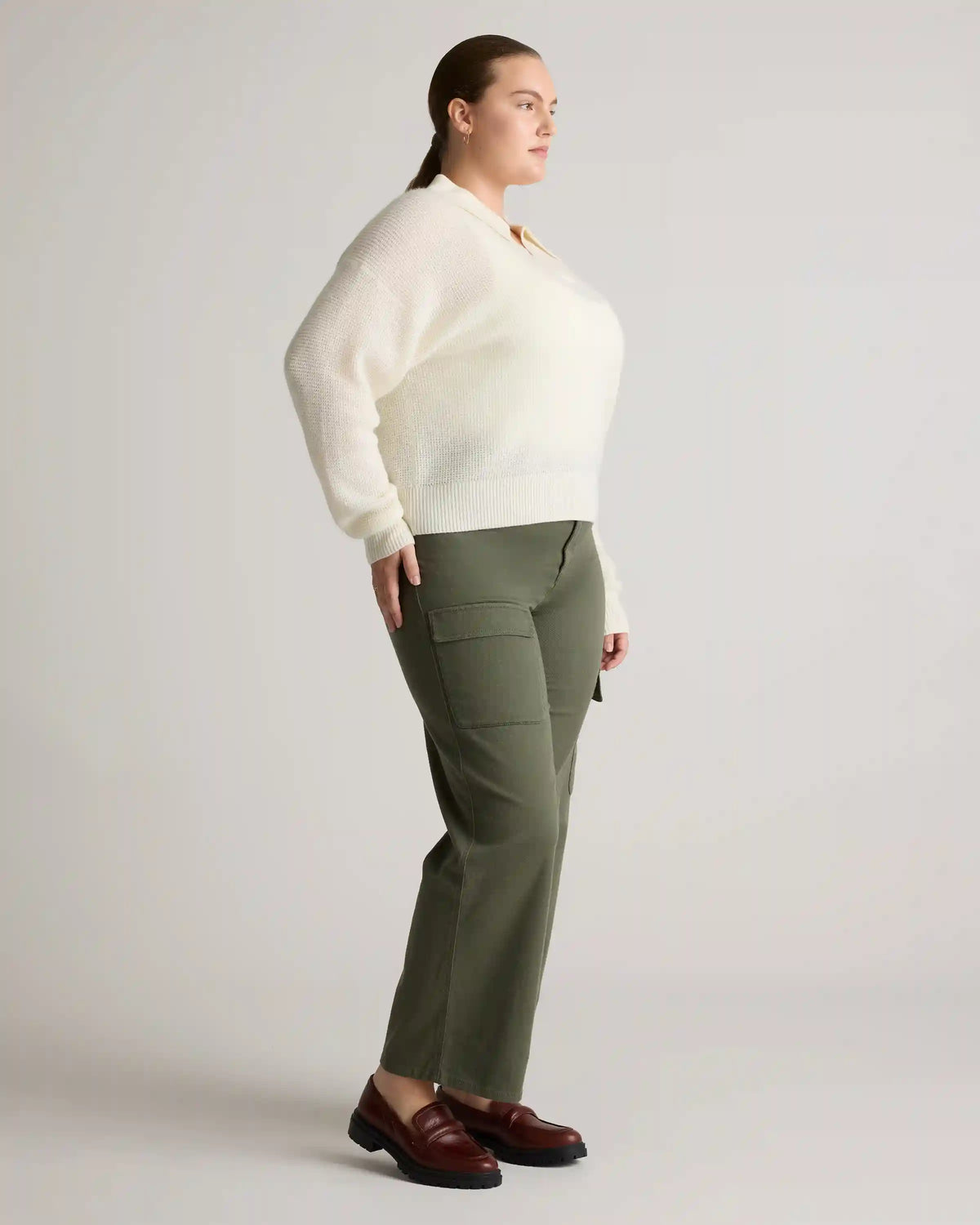 Baby Alpaca-Wool Waffle Stitch Polo Sweater