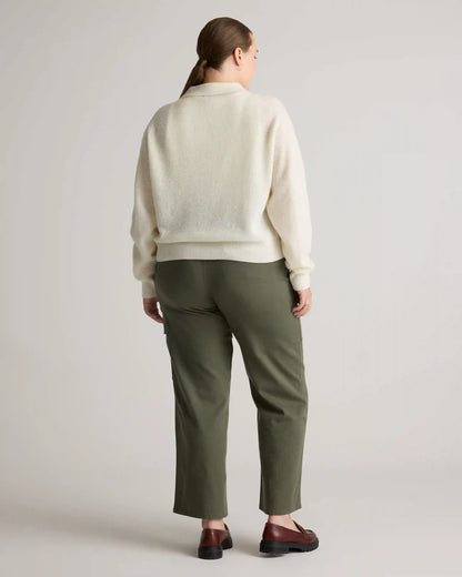 Baby Alpaca-Wool Waffle Stitch Polo Sweater