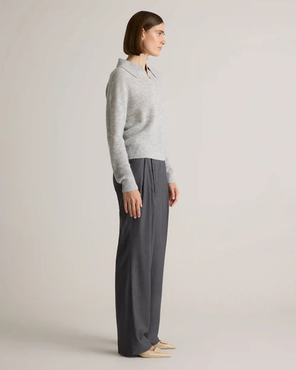 Baby Alpaca-Wool Waffle Stitch Polo Sweater
