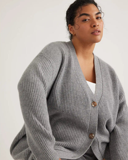Mongolian Cashmere Oversized Boyfriend Cardigan Sweater