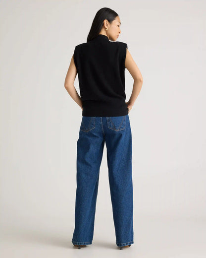 Mongolian Cashmere Padded-Shoulder Sweater Tank