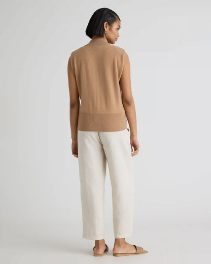 Mongolian Cashmere Padded-Shoulder Sweater Tank