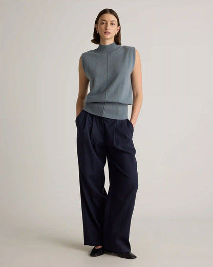 Mongolian Cashmere Padded-Shoulder Sweater Tank