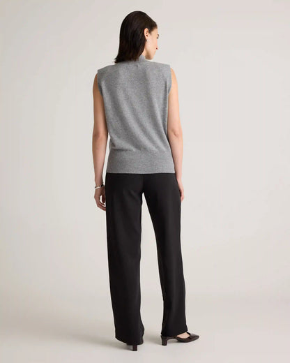 Mongolian Cashmere Padded-Shoulder Sweater Tank