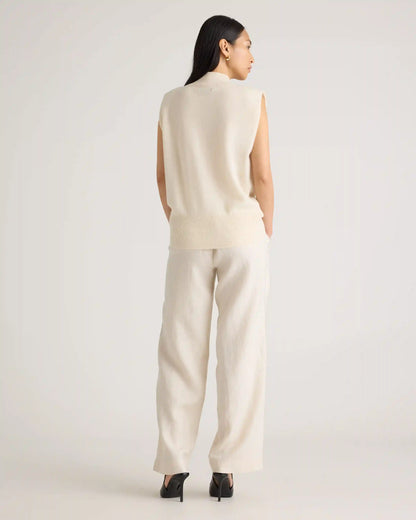 Mongolian Cashmere Padded-Shoulder Sweater Tank