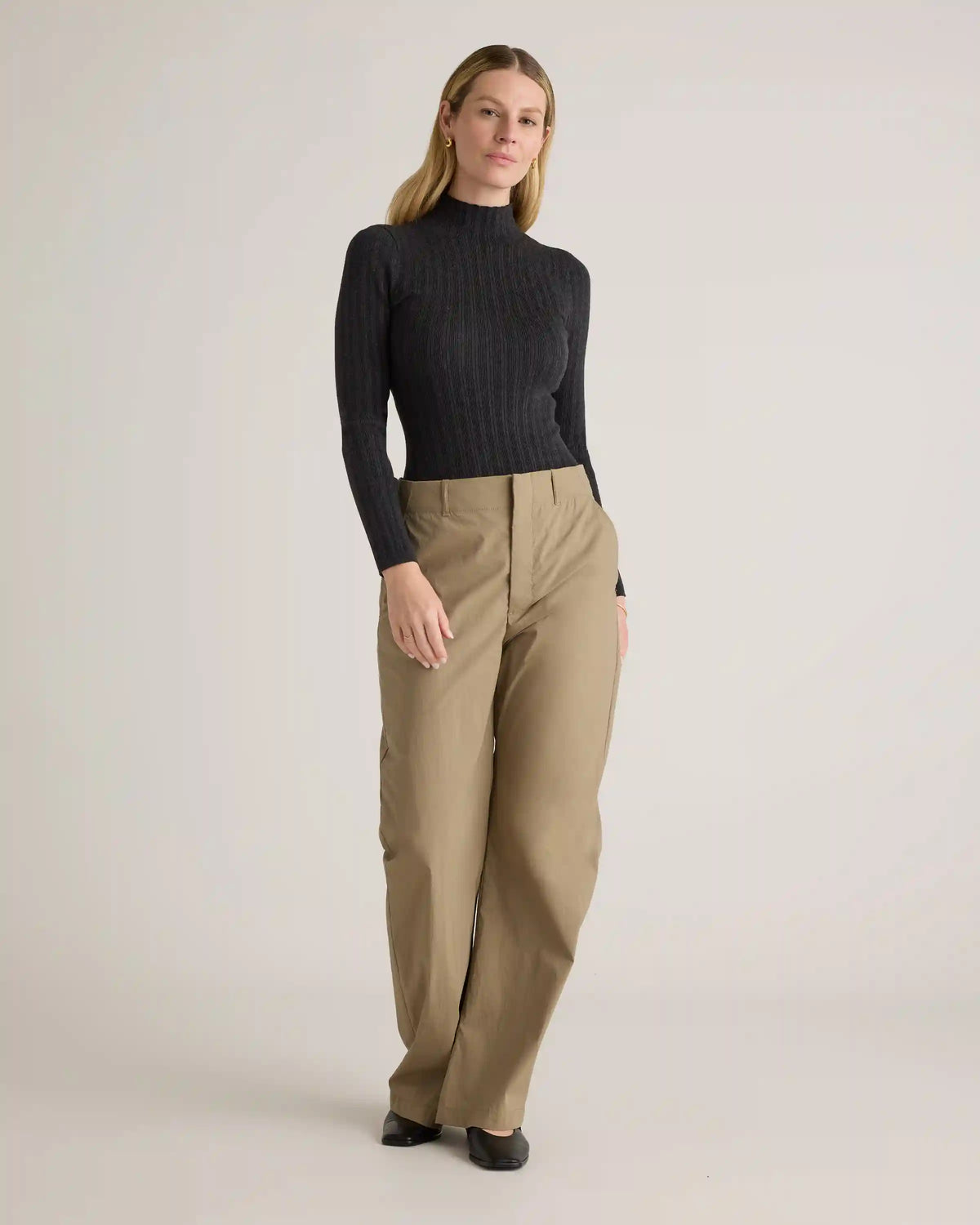 Cotton Cashmere Ribbed Turtleneck Bodysuit